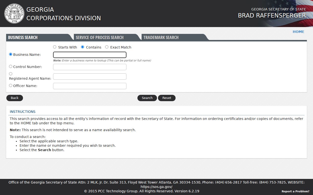 Acworth public records Georgia business entity search fields